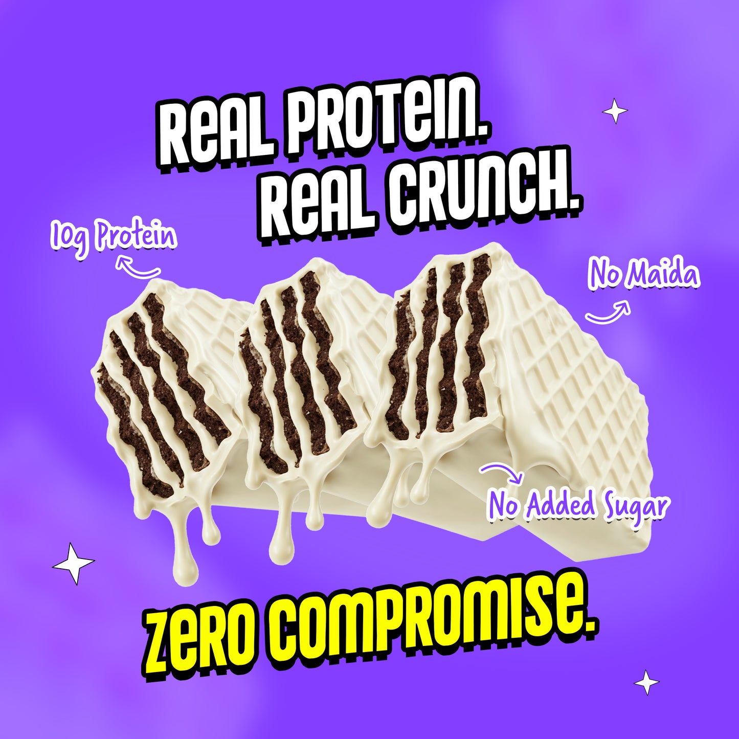 10g Protein Wafer Bars Cookies & Cream Flavour - Pack of 10