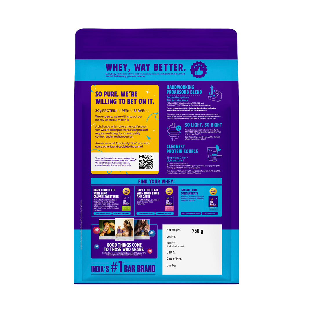 ProClean Whey Protein Isolate 750g - Trustified Certified