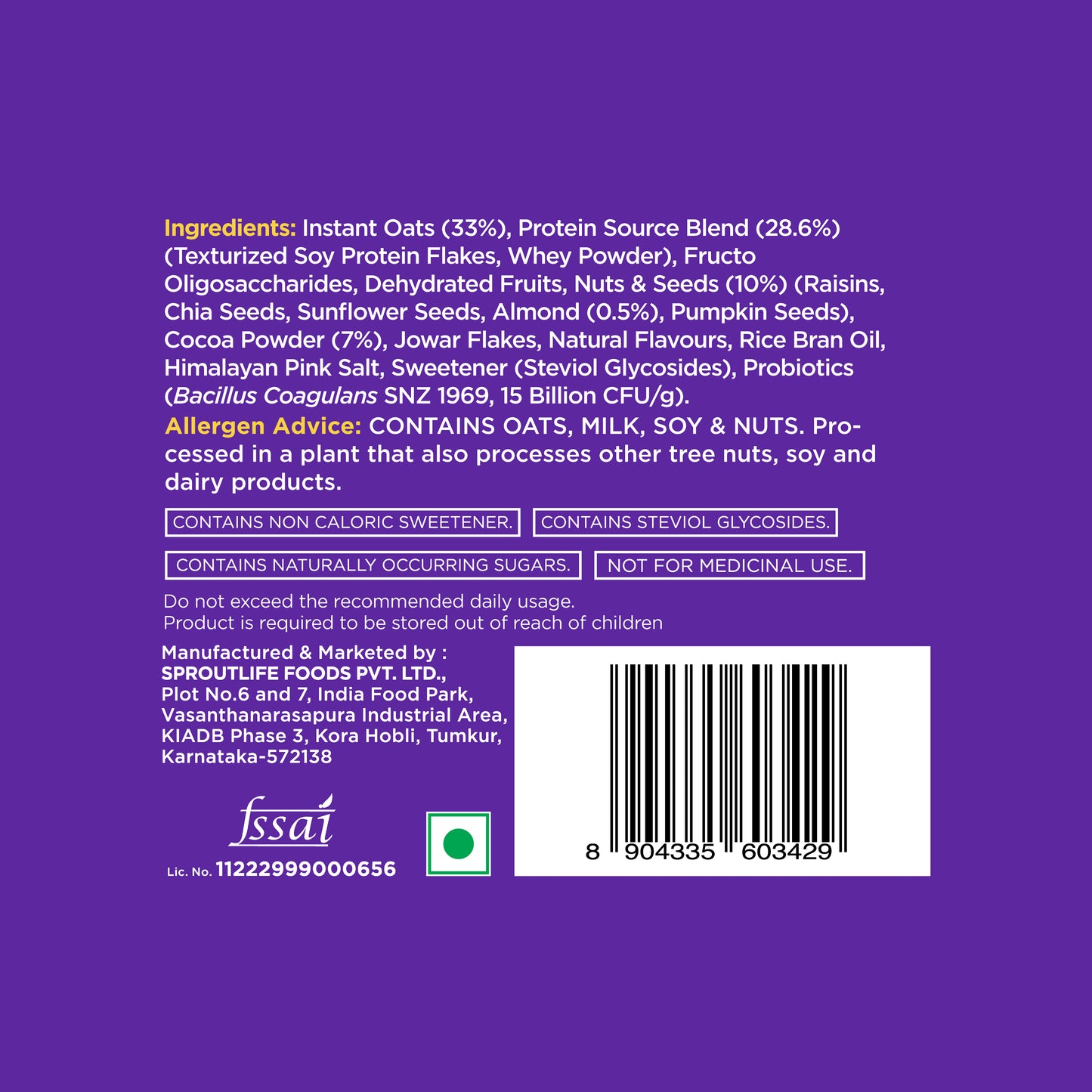 26g High Protein Oats Dark Chocolate