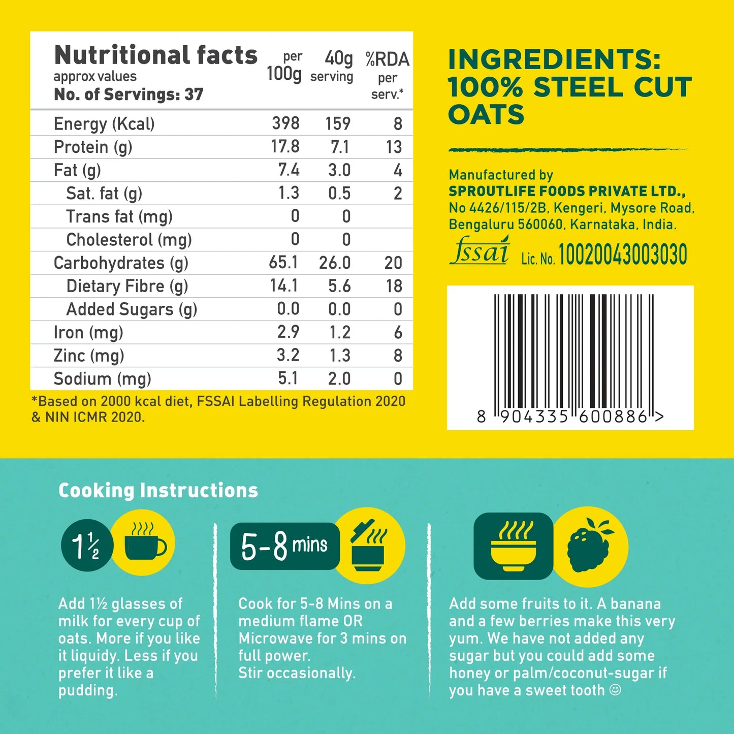 Steel Cut Oats 1.5kg