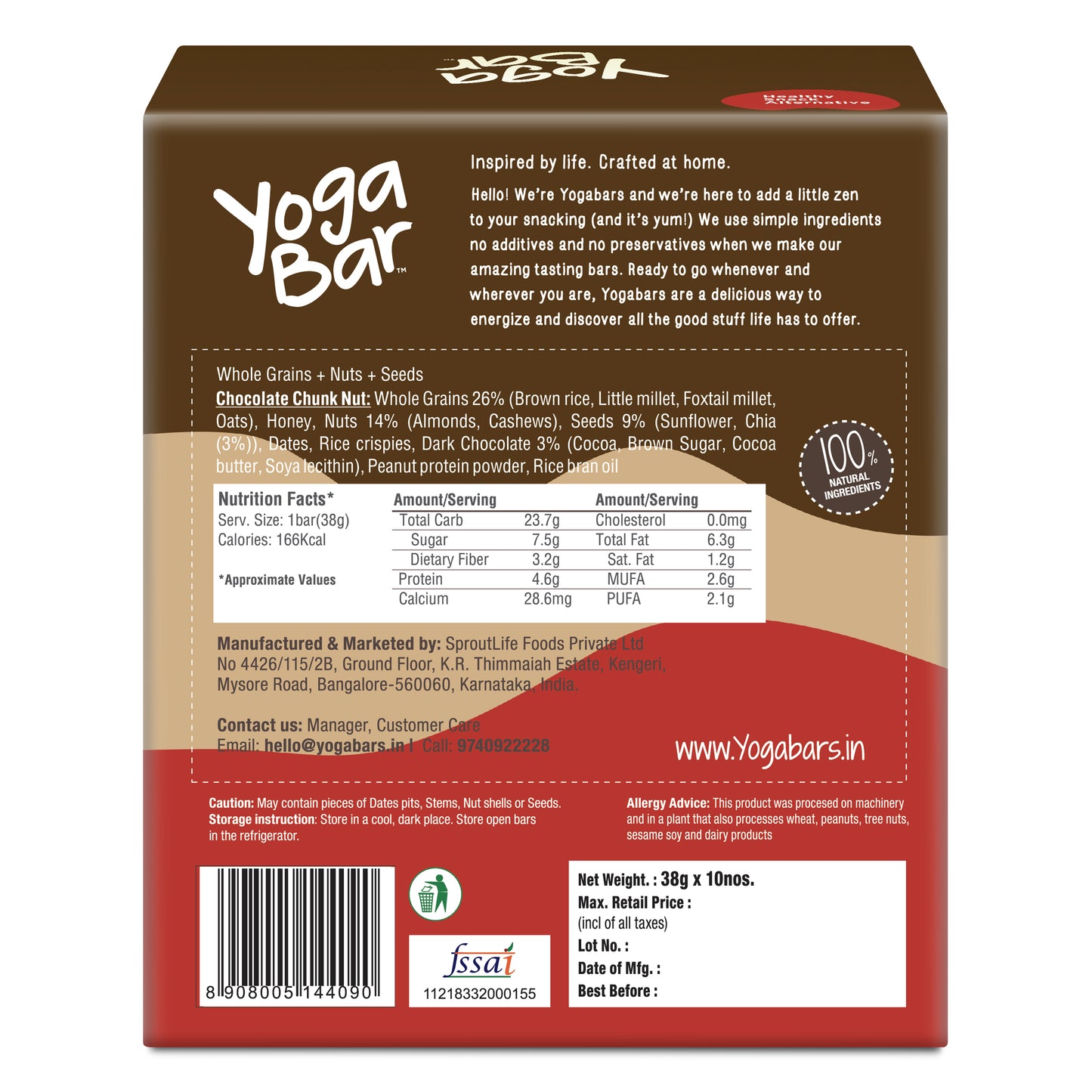 Chocolate Chunk Nut Energy Bars (Pack of 10) 350g