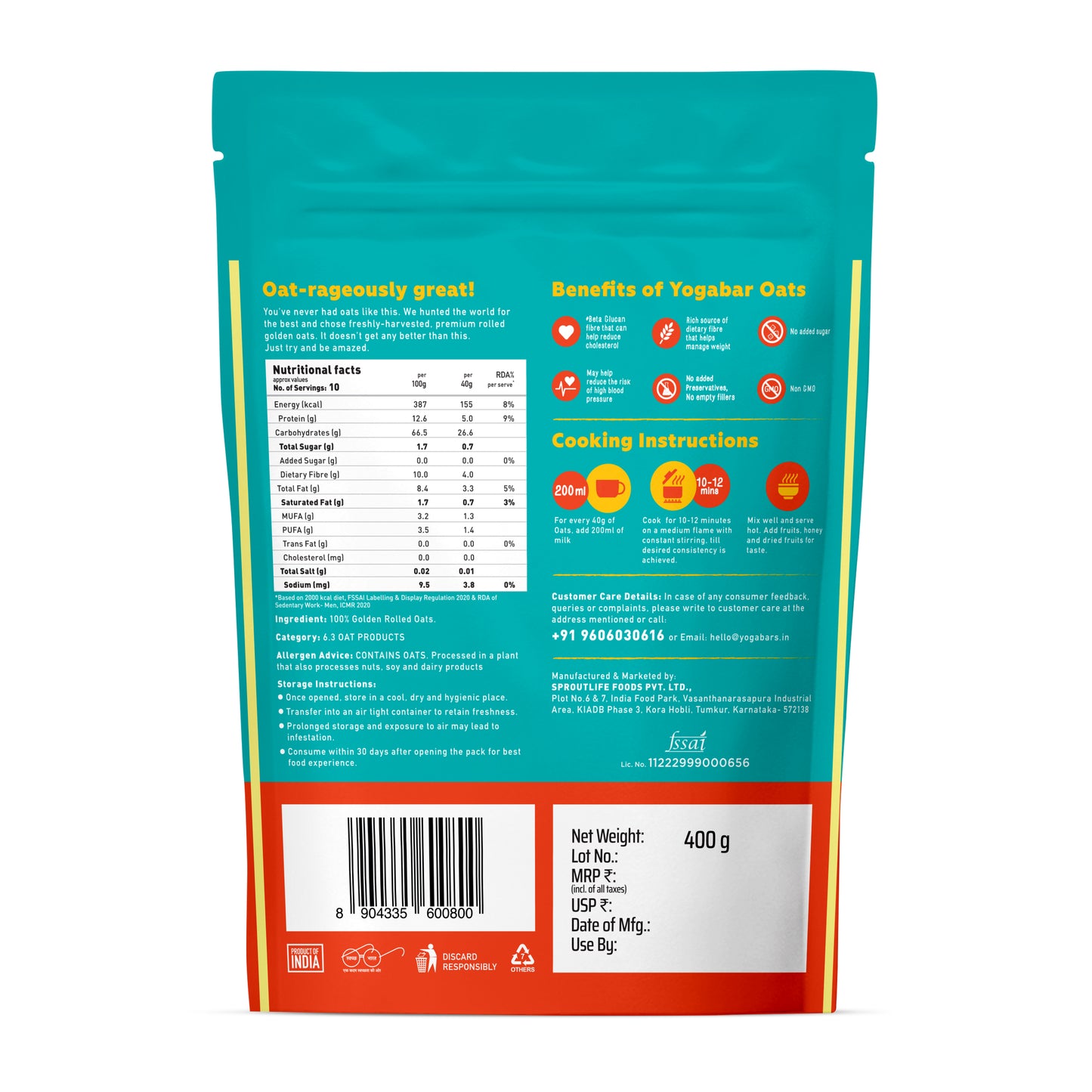 100% Rolled Oats 400g
