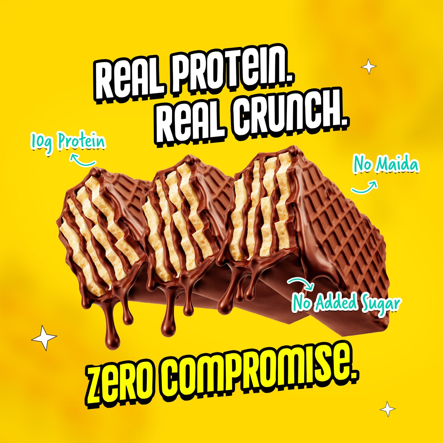 Yoga Bar Protein Wafer Bar Dark Chocolate with 10g protein no maida and no added sugar crunchy multigrain wafer bar