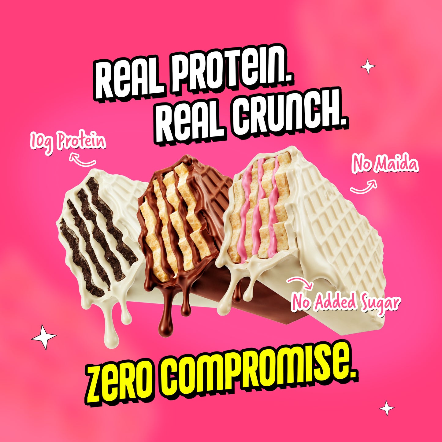 Yoga Bar Protein Wafer Bars all 3 flavours with 10g protein no maida and no added sugar crunchy healthy snack