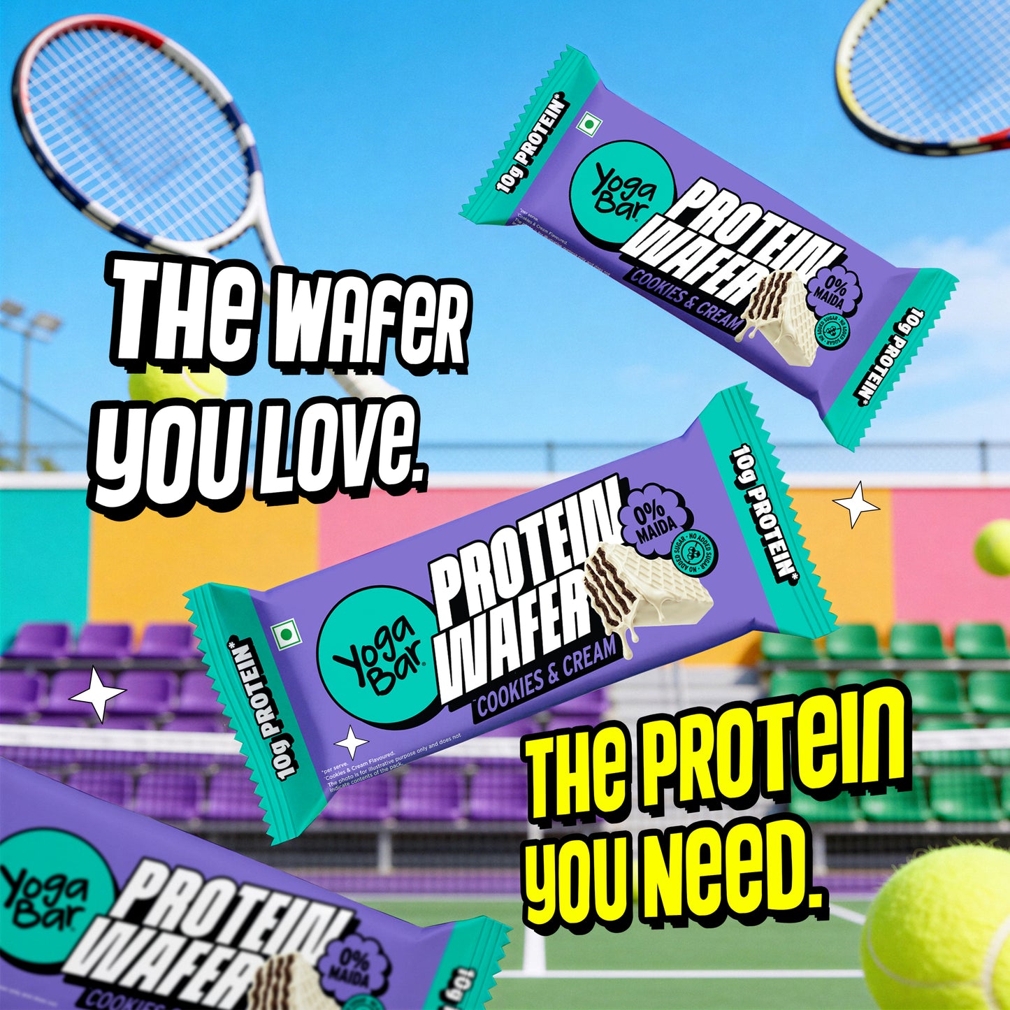 10g Protein Wafer Bars Cookies & Cream Flavour - Pack of 10