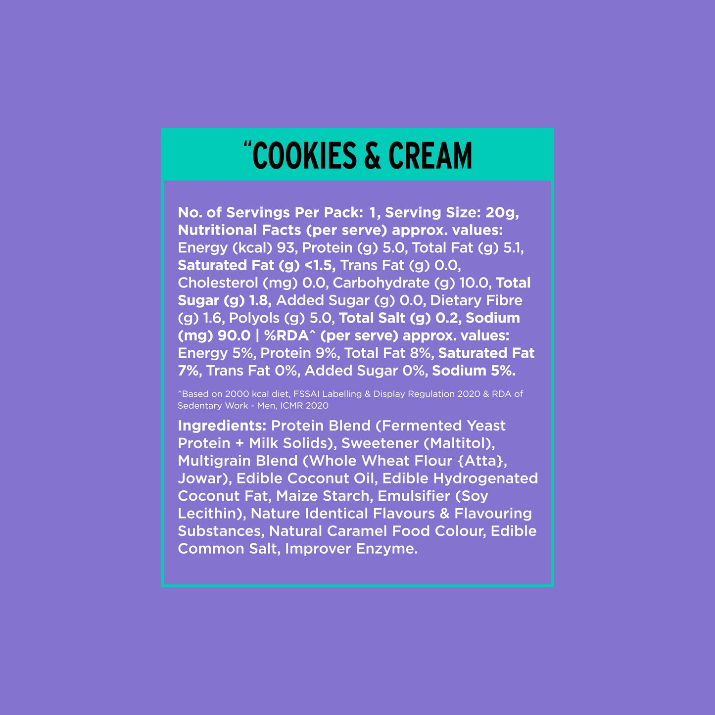 10g Protein Wafer Bars Cookies & Cream Flavour - Pack of 10