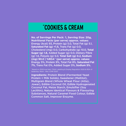 10g Protein Wafer Bars Cookies & Cream Flavour - Pack of 10