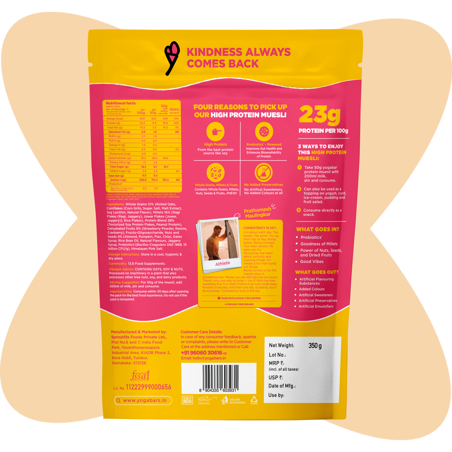 High Protein Muesli Fruits, Nuts & Seeds 350g