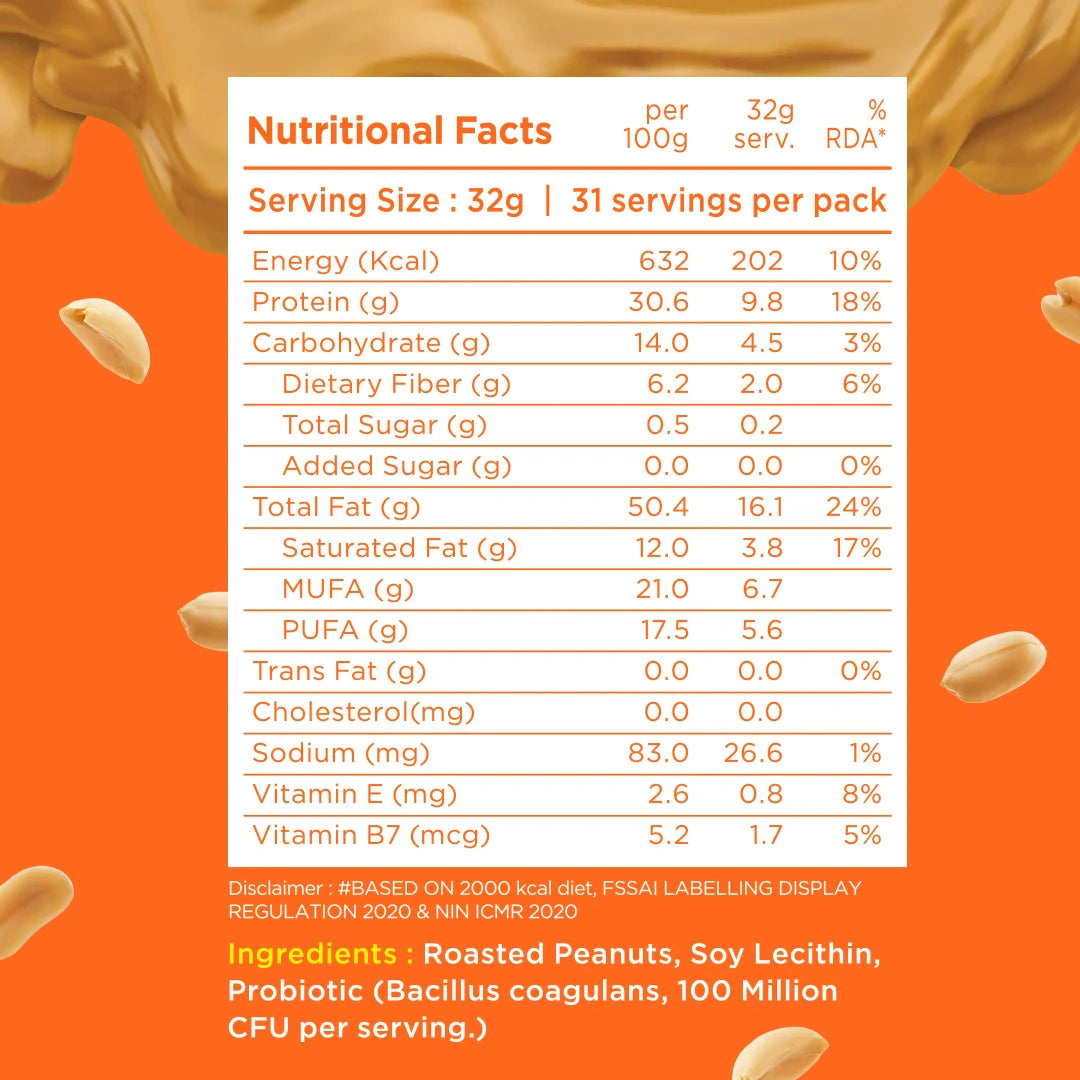 Creamy 100% Unsweetened Peanut Butter 1kg