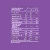 Nutritional facts table for Yoga Bar Double Chocolate Protein Shake showing 26g protein and 220 kcal per 250ml serving