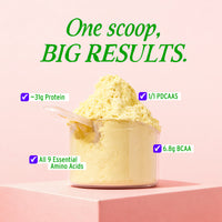 One scoop of Yoga Bar Yeast Protein with 31g protein, all 9 essential amino acids and BCAA