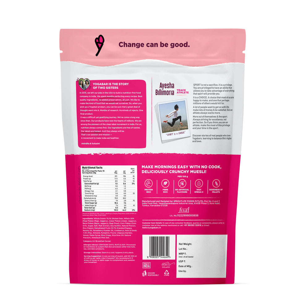 Yogabar Fruits Nuts & Seeds Muesli 400 Gm
