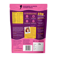 Yoga Bar High Protein Muesli 350g back label showing 23g protein per 100g and nutrition facts chart