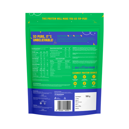 YogaBar ProClean Chocolate Plant Protein back of pack showing nutritional facts and amino acid profile
