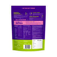 Back panel of Yogabar ProClean Chocolate Whey 907g pouch showing 25g protein facts and amino acid table