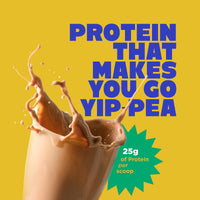 YogaBar ProClean Coffee Plant Protein banner featuring a protein shake splash and text reading 25g of protein per scoop