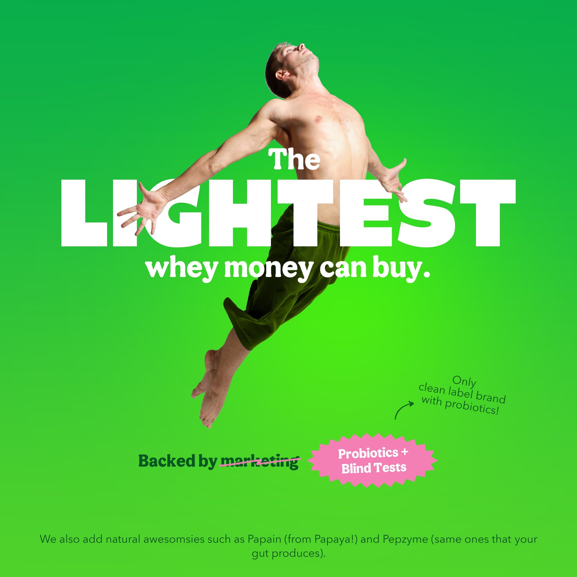 Yoga Bar ProClean banner highlighting the lightest whey protein with probiotics and digestive enzymes.