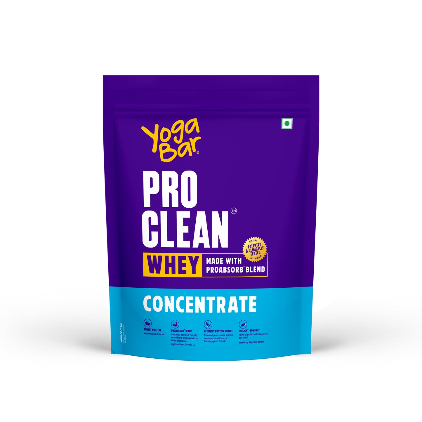 Yoga Bar ProClean whey protein concentrate pouch with ProAbsorb blend.