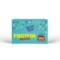 Box of 24 Yoga Bar Protein Minis in Choco Peanut Butter flavor, highlighting a total of 96g protein on the packaging.
