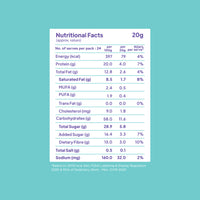 Nutritional values chart for Yoga Bar Protein Minis showing 79 calories, 4g protein, and 3g dietary fibre per serving.