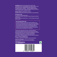 Yoga Bar whey protein packaging back label detailing 51% isolate, directions for a 35g scoop, and allergen warnings.