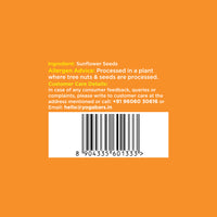 Back of Yoga Bar sunflower seeds packet with ingredient list, barcode, and customer care contact details.