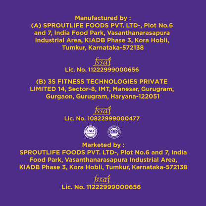Yoga Bar Whey Protein manufacturer details – Sproutlife Foods, FSSAI license, ISO & GMP certified