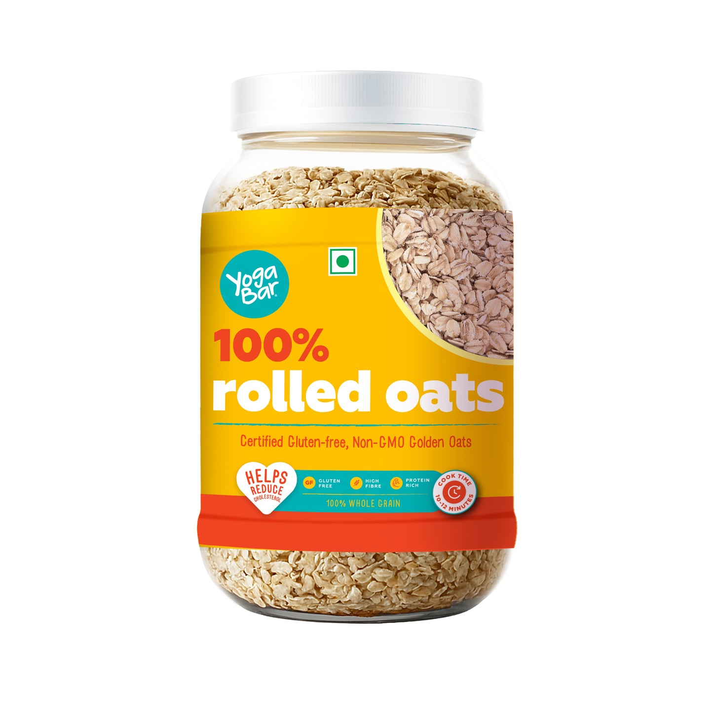Yoga Bar 100% Rolled Oats 1kg jar certified gluten-free non-GMO golden oats helps reduce cholesterol 100% whole grain
