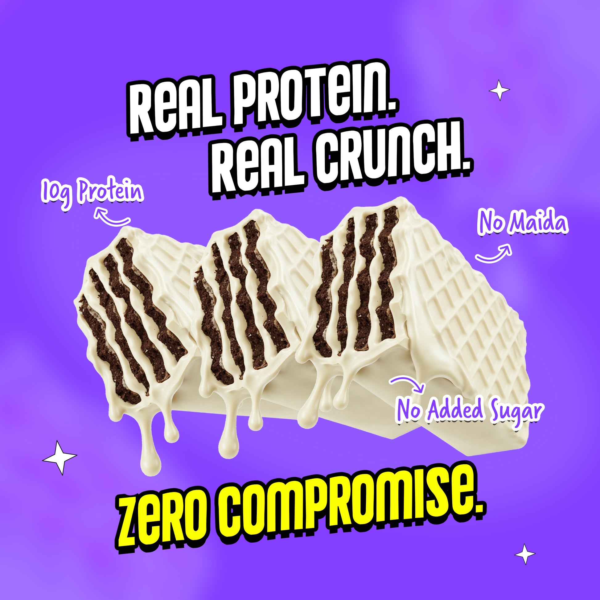 Yoga Bar Protein Wafer Bar Cookies and Cream with 10g protein no maida and no added sugar crunchy multigrain wafer bar

