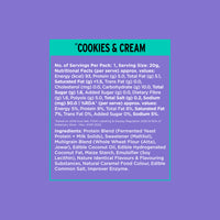 Yoga Bar Protein Wafer Bar Cookies and Cream detailed nutrition facts and ingredients list with 5g protein and 0g added sugar
